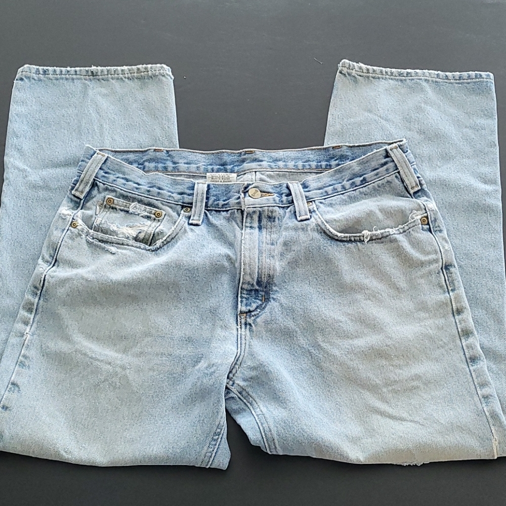 Vtg 90s Carhartt B480 Denim Jeans 36x30 Distressed